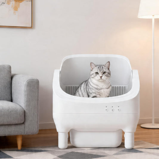 Advanced Self-Cleaning Litter Box for Cats with App Control, Large Capacity, Odor Isolation, Includes Trash Bags and Cat Litter Mat